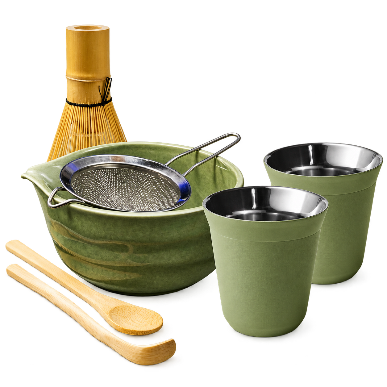 Matcha Ritual Kit + 2 Cups 240 ml (Matcha Green),