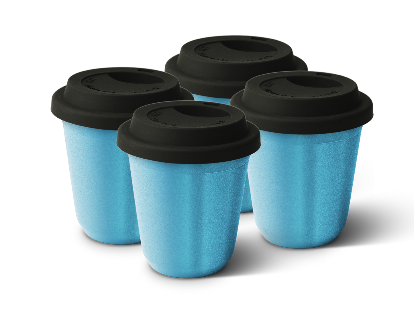 Set of 4 Metallic Mug With Lid