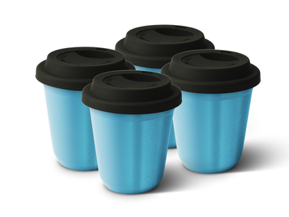 Set of 4 Metallic Mug With Lid