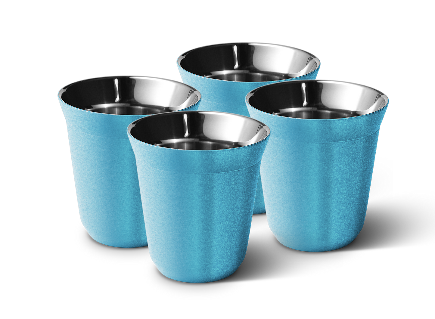 Set of 4 Metallic Mug With Lid