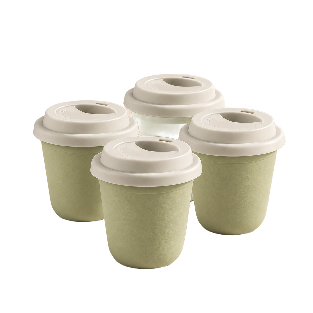 Set of 4 cups, white lids — Pistachio