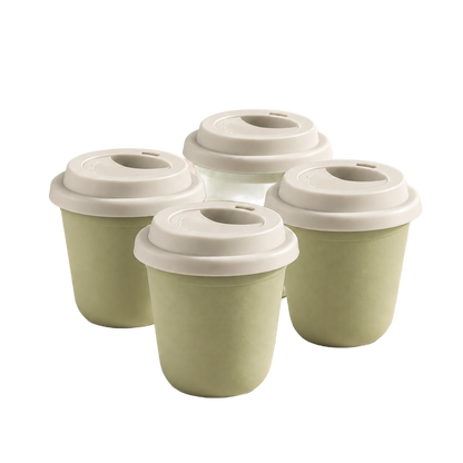 Set of 4 cups, white lids — Pistachio
