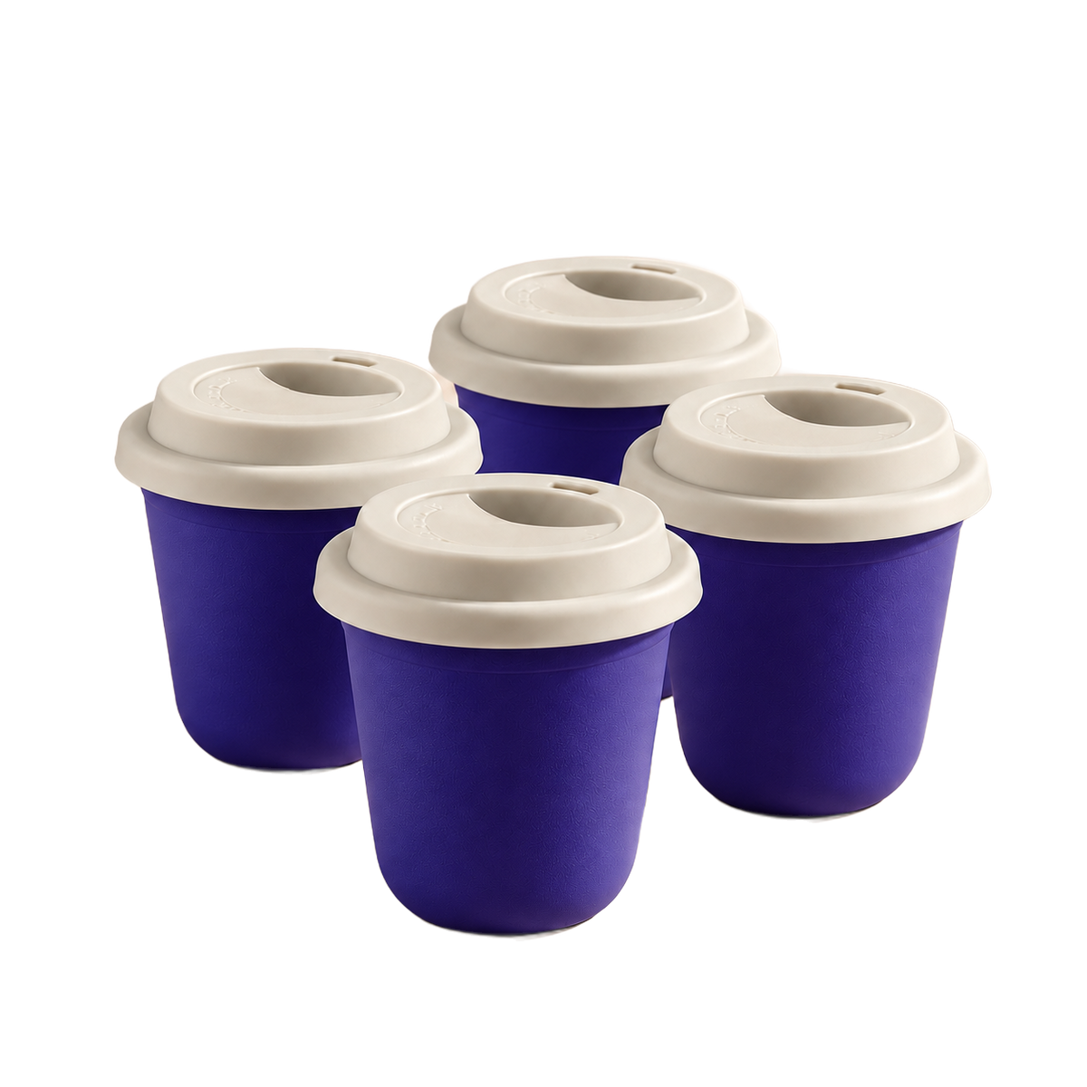 Set of 4 cups, white lids — Ink