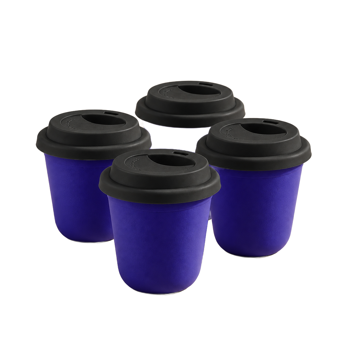 Set of 4 cups, black lids — Ink