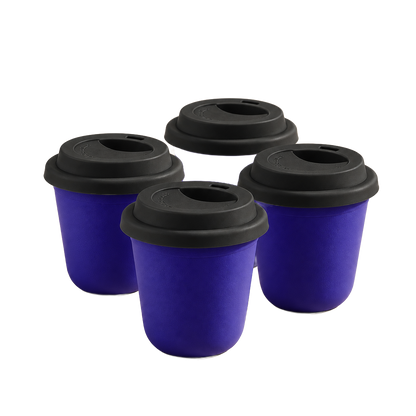 Set of 4 cups, black lids — Ink