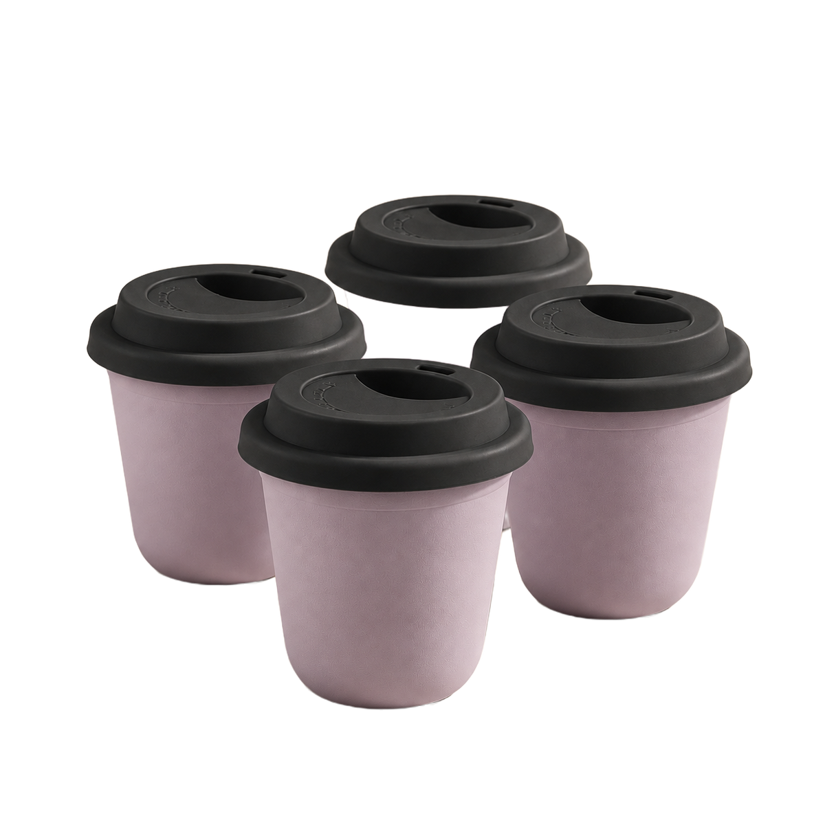 Set of 4 cups, black lids — Lavender