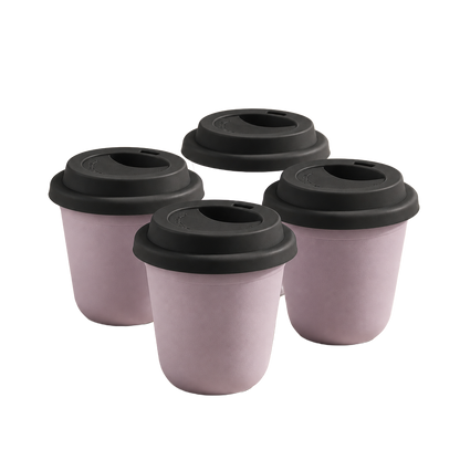 Set of 4 cups, black lids — Lavender