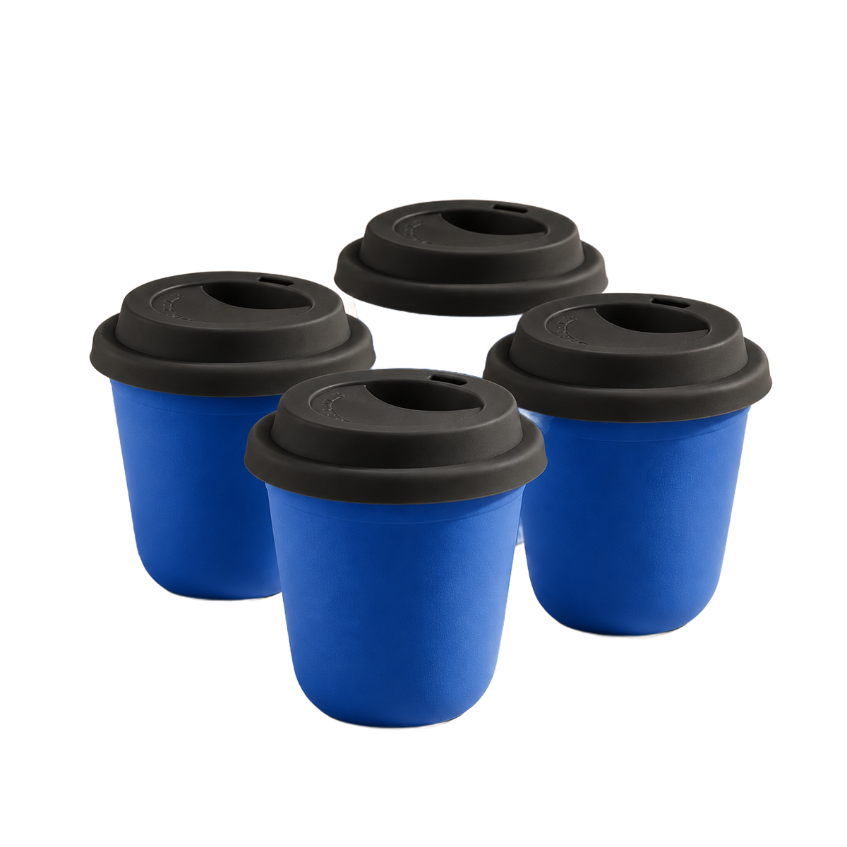 Set of 4 cups, black lids — Navy Blue