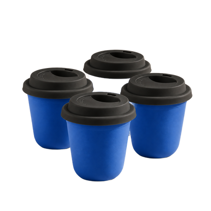 Set of 4 cups, black lids — Navy Blue