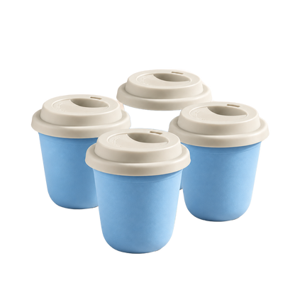 Set of 4 cups, white lids — Light Blue