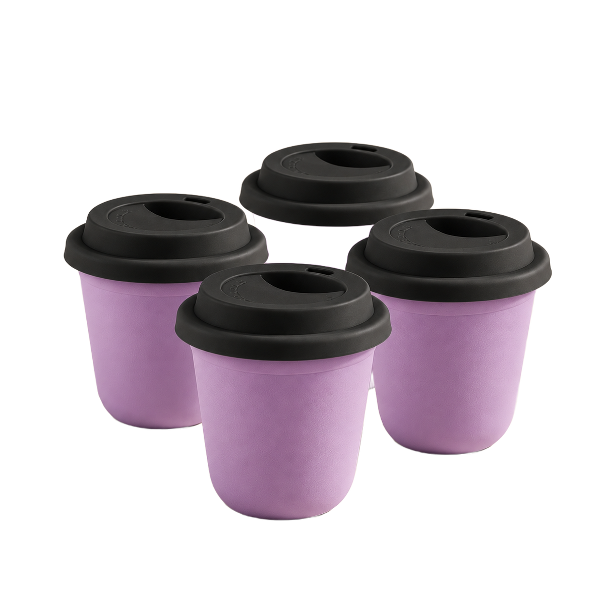 Set of 4 cups, black lids — Lily