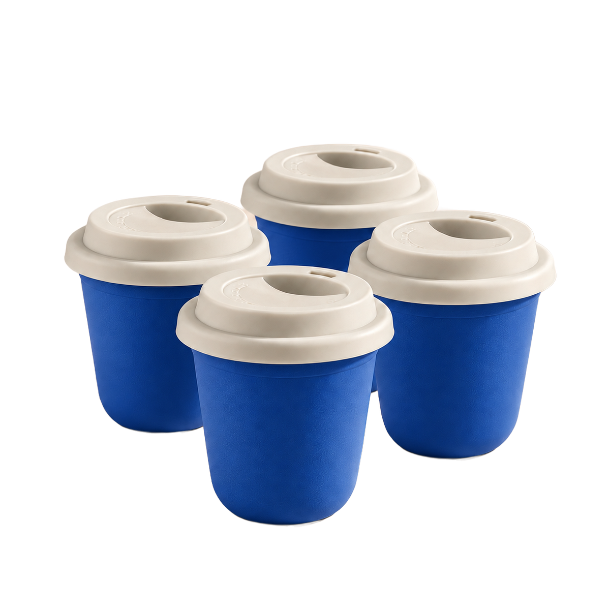 Set of 4 cups, white lids — Navy Blue