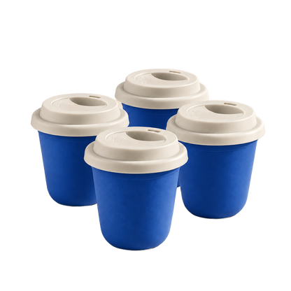 Set of 4 cups, white lids — Navy Blue