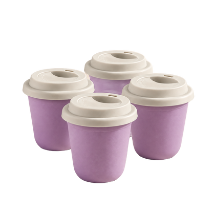 Set of 4 cups, white lids — Lily