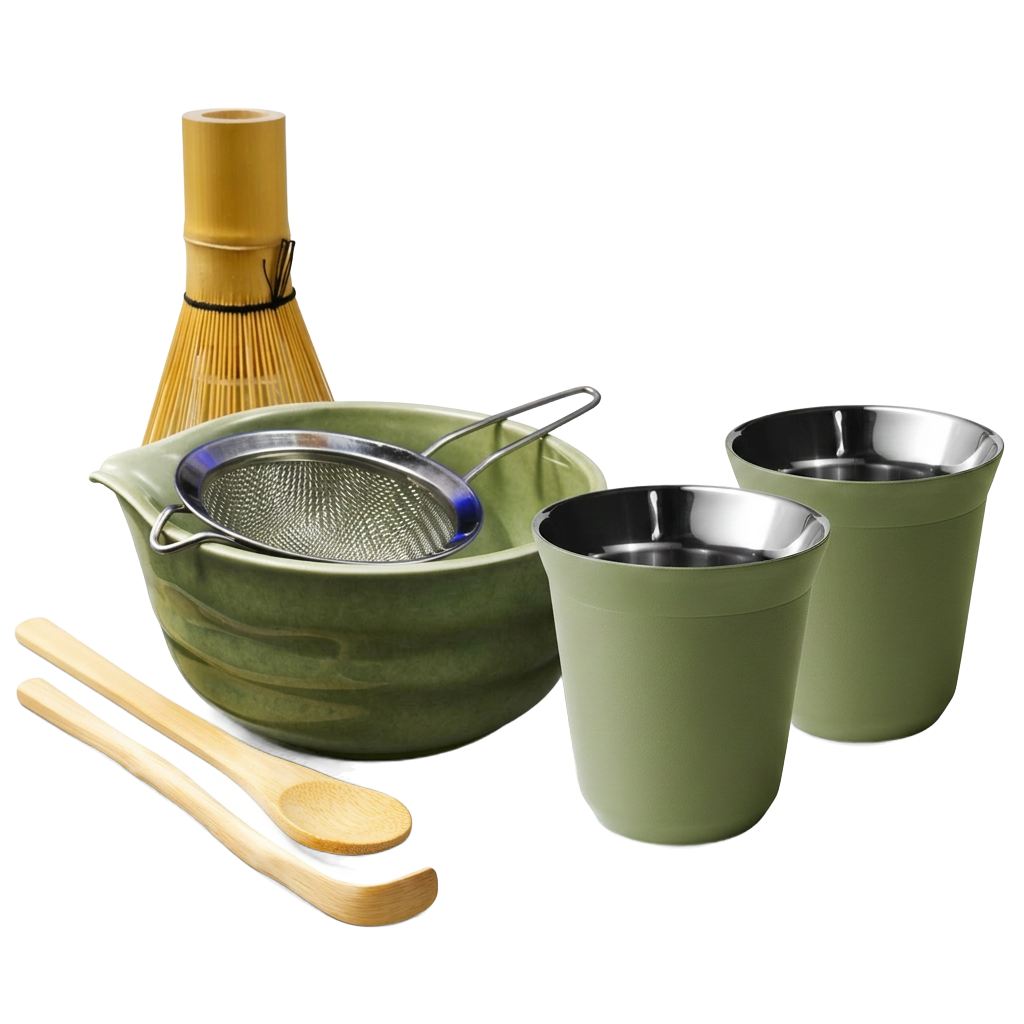Matcha Ritual Kit + 2 Cups 240 ml (Matcha Green),