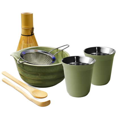 Matcha Ritual Kit + 2 Cups 240 ml (Matcha Green),