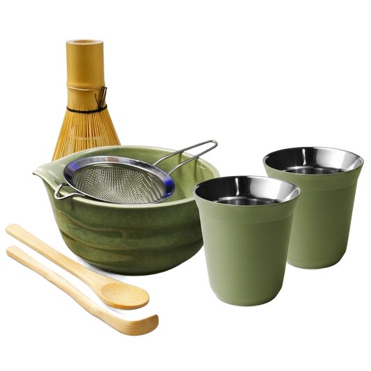 Matcha Ritual Kit + 2 Cups 240 ml (Matcha Green),