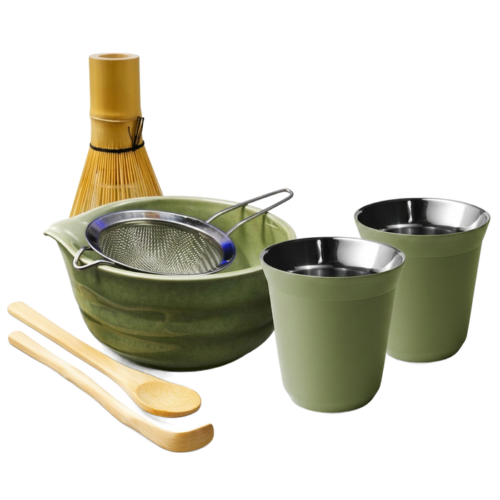 Matcha Ritual Kit + 2 Cups 240 ml (Matcha Green),