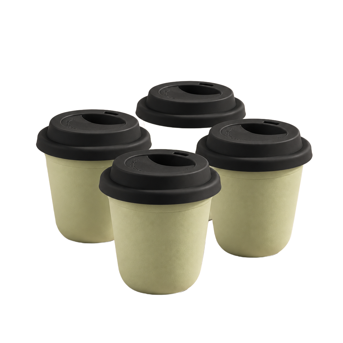 Set of 4 cups, black lids — Pistachio