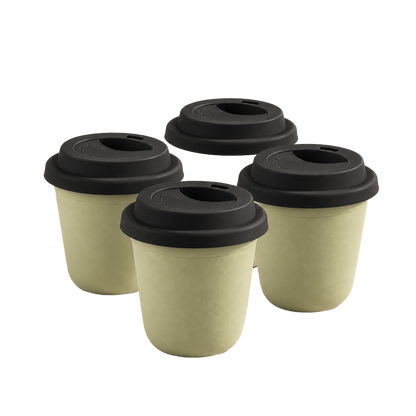 Set of 4 cups, black lids — Pistachio