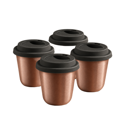 Set of 4 cups, black lids — Rose gold