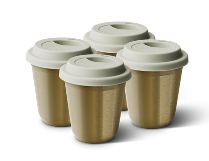 Set of 4 Metallic Mug With Lid