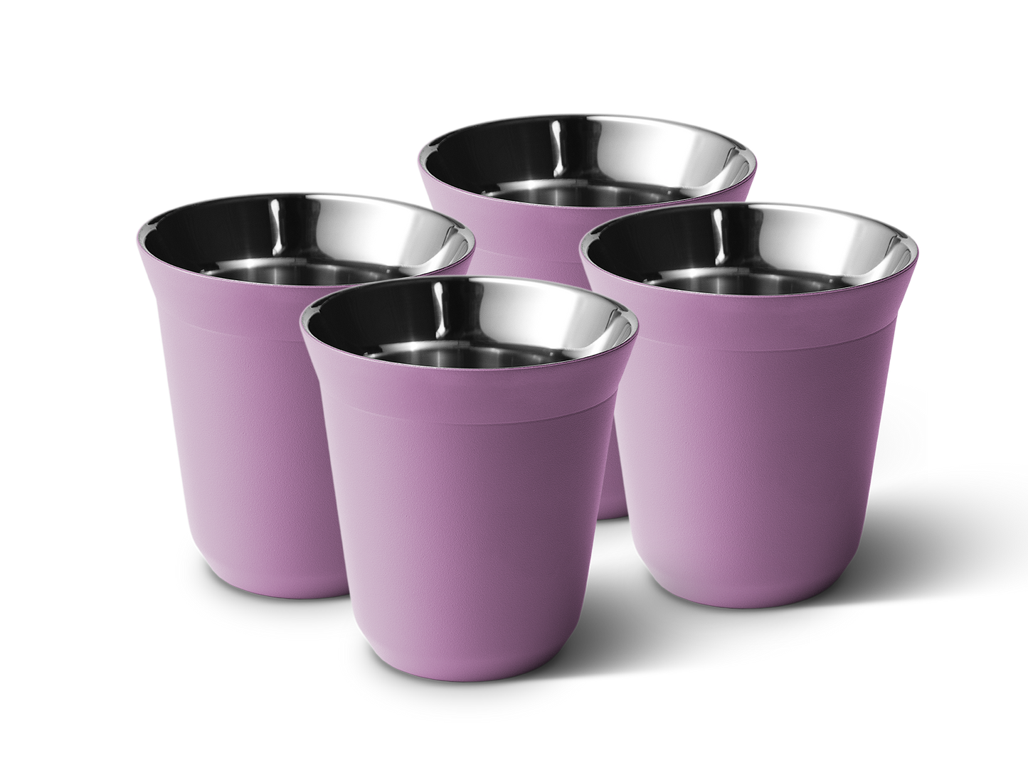 Set of 4 Metallic Mug With Lid