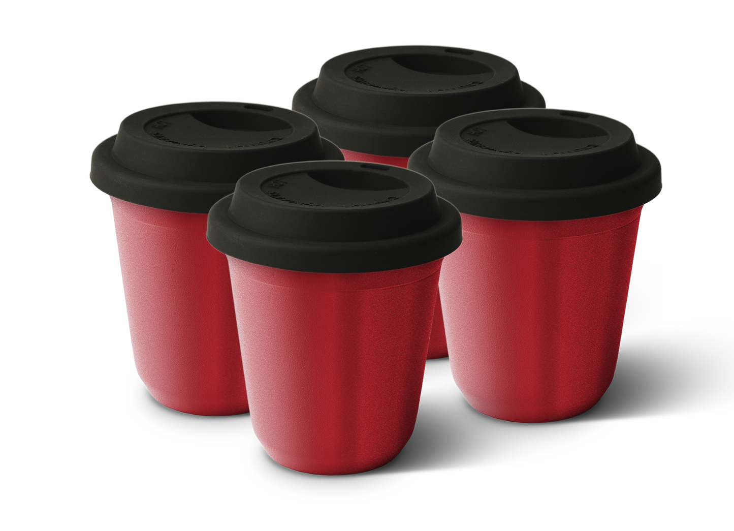 Set of 4 Metallic Mug With Lid