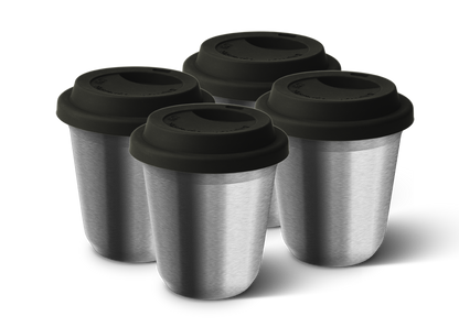 Set of 4 Metallic Mug With Lid