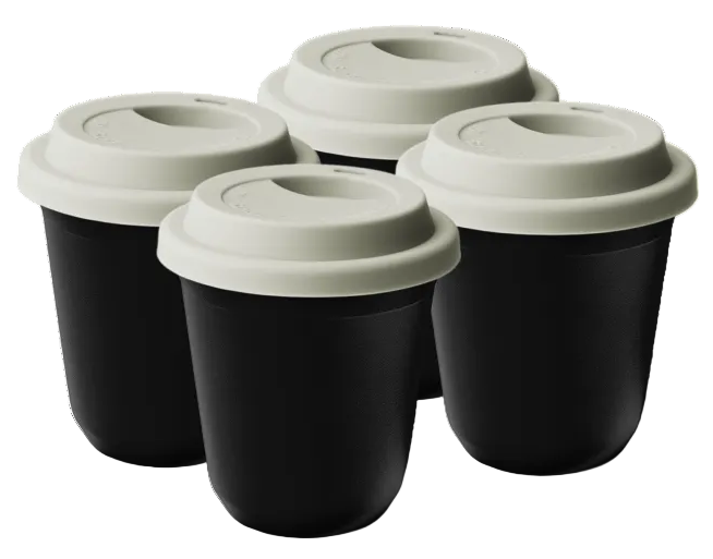 Set of 4 Metallic Mug With Lid 150ML