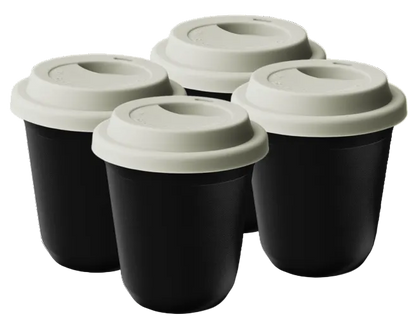 Set of 4 Metallic Mug With Lid 150ML