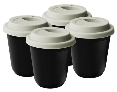 Set of 4 Metallic Mug With Lid 150ML