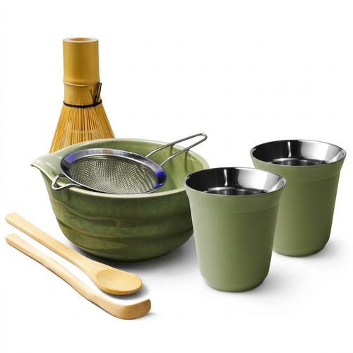 Matcha Zeremonie Set + 2 Tassen 240 ml (Matcha Grün),